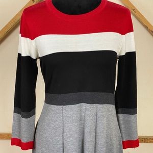 Tommy Hilfiger inspired long-sleeve office dress